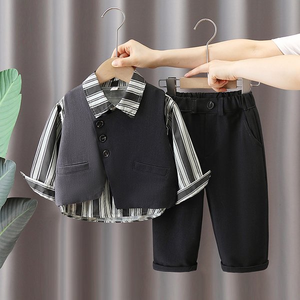 Alyce-Xiyue1Baobao 5722 And Autumn Children's 2025 New Spring Boys' Suit Three-Piece Set Vest Shirt-image