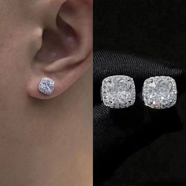 American style earrings for men, yellow diamond, zircon, rock sugar for men, hip-hop trend, high-end earrings for women
