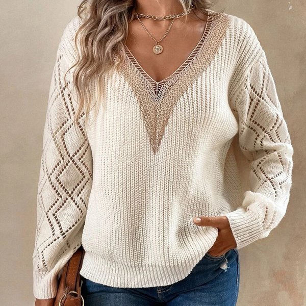 Women's Clothing V-Neck Sweaters Loose Casual Pullover Women's Sweaters-image