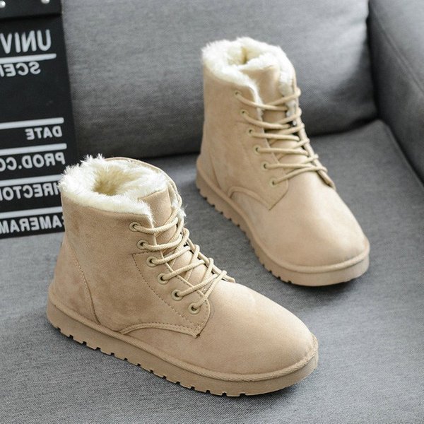 Women's Shoes Snow Boots Women's Short Boots Warm Boots Lace-Up Flat Heel Fashionable Cotton-Padded Shoes