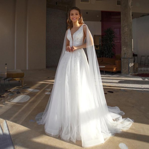 Women's Hot Selling Sexy Deep V High Slit Backless High Waist Slim Tail Wedding Dress Bridesmaid Evening Dress-image