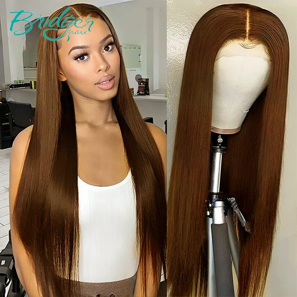 13*4 Lace Headgear Human Hair Color #6 Human Hair lace frontal wigs