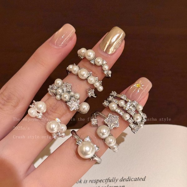 French, Vintage, Graceful, Timeless French Baroque Pearl Open For Women, Niche Design, Stackable Index Finger Ring, Light Luxury High-End Feel Ri-image
