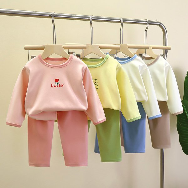 Children's Homewear Boys Pajamas Girls Velvet Thermal Underwear Long Johns Set Children's Wear-image