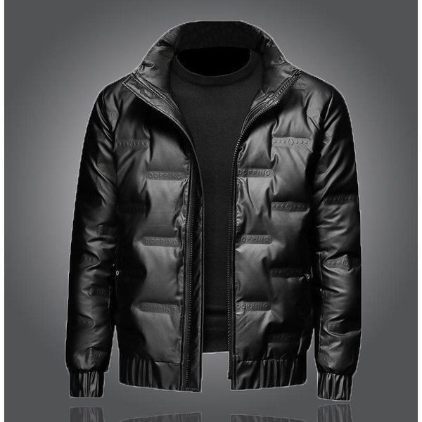 Men’S Slim-Fit Puffer Jacket – Stylish Quilted Bomber With High-Gloss Finish & Stand Collar (7 Sizes, Black/Grey) | Lightweight Thermal Coat-image