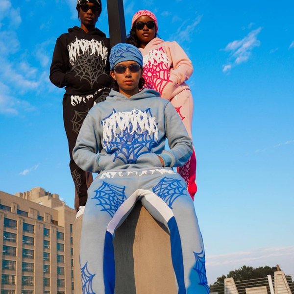 Men's Clothing Trend Spider Web Letter Foam Printing Loose Men And Women Hoodies Hip Hop Street Sweatshirt Tops-image
