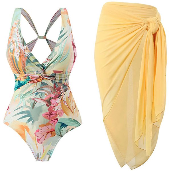 Women's Clothing New One Piece Fashion Sexy Swimsuit Female Slim Retro Print Swimsuit Suit