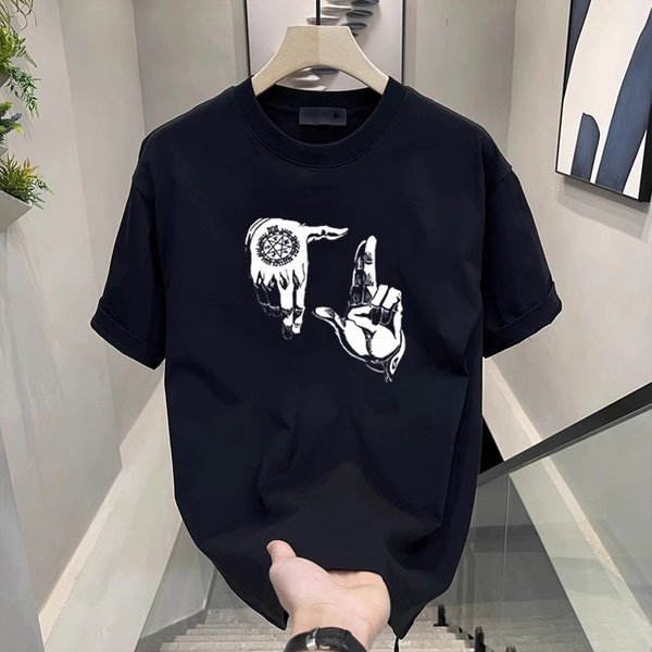 Men's Clothing Men's And Women's Trendy Black White Short Sleeve Crew Neck T-Shirt Style Loose Fit Heavyweight Pure Cotton Cool And Stylish Top