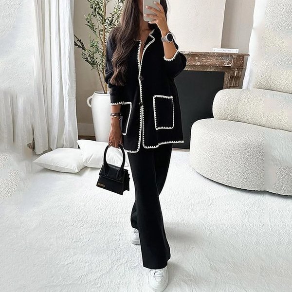 Women's Suit Autumn New Fashion Casual Loose Solid Color Two-Piece Set-image