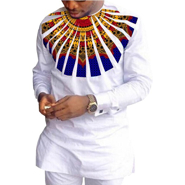 Men's Clothing African National Print Batik Cotton Men's Casual Suit-image