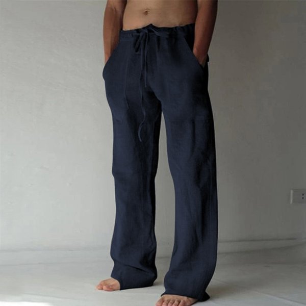 Man's Clothing Men's Trousers Linen Casual Solid Color Thin Linen Trousers For Men-image