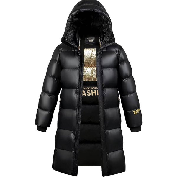 Men's Clothing 2024 new black and gold down jacket for men and women, same style, bright surface, winter warm and thick couple jacket, high version