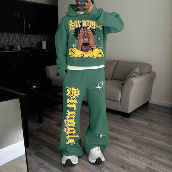 Men’s Streetwear Hoodie & Jogger Set – Breathable Two-Piece Outfit For Urban Style (S-6XL) – Trendy & Comfortable Casual Wear