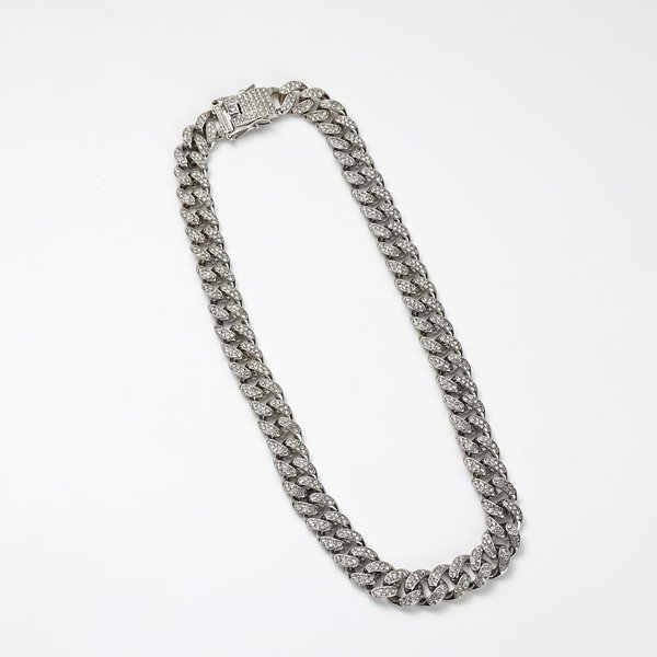 Unisex Full Diamond Hip Hop Cuban Chain Diamond Necklace Men And Women's Same Style Bracelet Necklace Street Jewelry-image