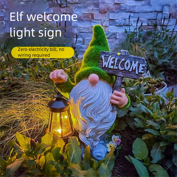 Outdoor Solar Garden Light Ornaments Dwarf Resin Crafts Dwarf Statue Garden Ornaments-image