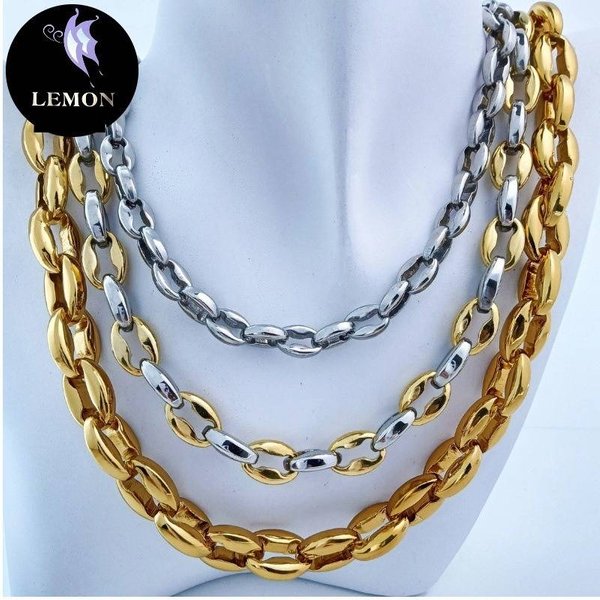 Collier Unisexe En Acier Inoxydable, ChaîNe En Forme De U FabriquéE à La Main, Longueur Ajustable Pour Superposition, Finition PlaquéE Or/Argent.-image