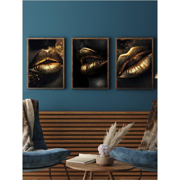 Avant-garde Luxury Style, Dark-style Gold Leaf And Metallic Texture Lip Decorative Painting, Rejecting Mediocrity, Delivering A Luxurious Effect.
