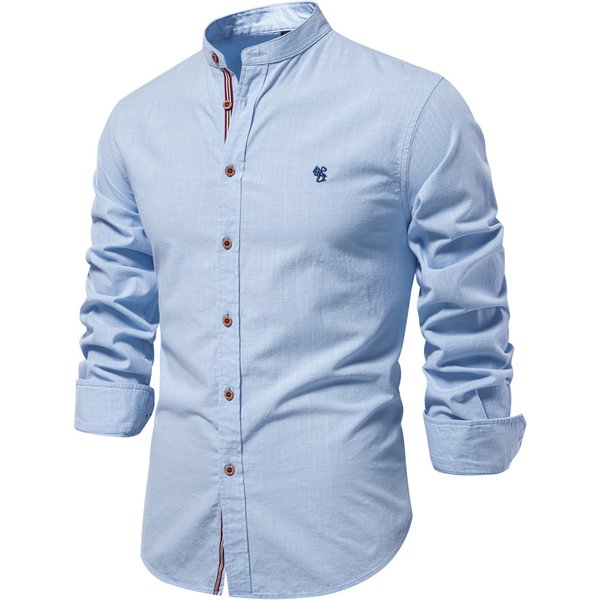 Spring Summer New Trendy Business Shirts For Men, Cotton And Linen Casual Fashion, Solid Color Long Sleeved Shirts,
