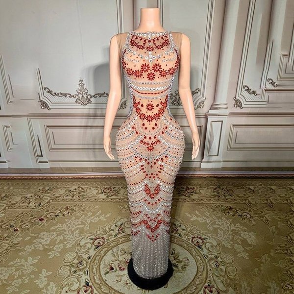 Women's Clothing Luxury Diamond Cocktail Party Fashion Dress Adult Model Catwalk Trendy Clothing Company Annual Meeting Dress-image