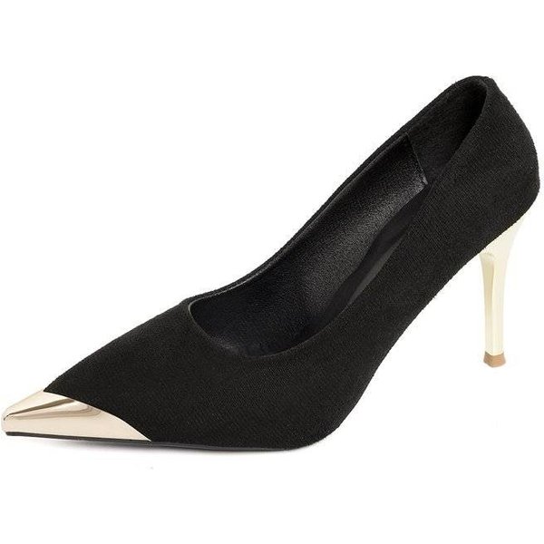 Women's Metal Detail Pointed Toe Pump - Elegant Stiletto Heel Dress Shoes For Office & Evening Wear