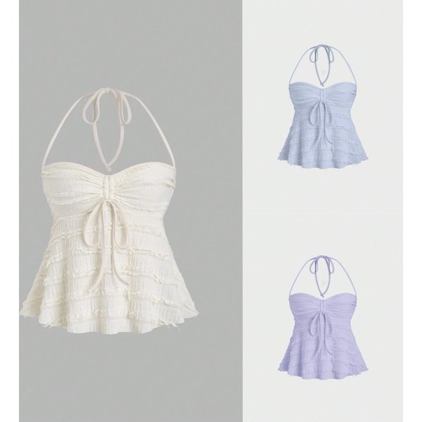 Women's Clothing Three Dimensional Lace Short Tube Top Fashion Halter Neck Suspender Top