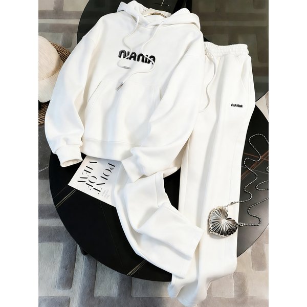Unisex Premium Grey Tracksuit - Oversized Fleece Hoodie & Printed Joggers For Ultimate Comfort-6