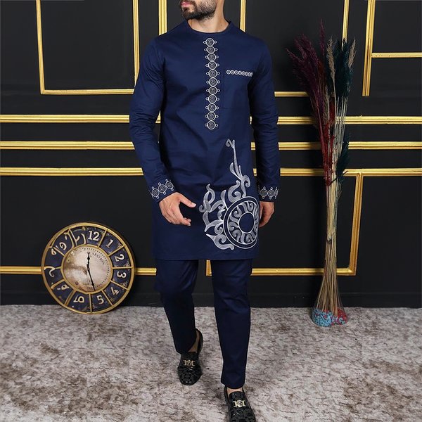 Men's Clothing African Style Middle Eastern Casual Men's Embroidery Suit-image