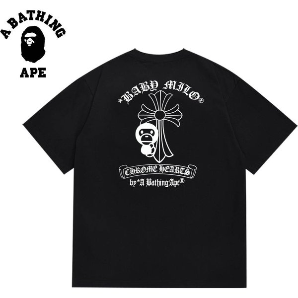A BATHING APE BAPE-Ape Head Creative Letter Pattern Men's Short Sleeved T-shirt