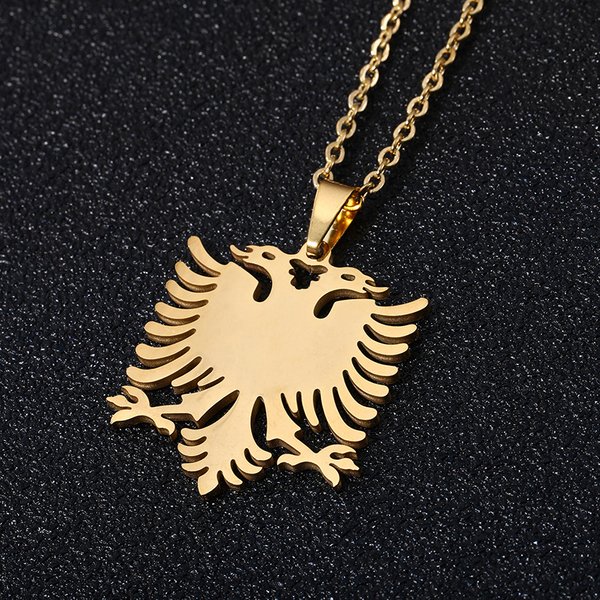 Hot Selling Albania Eagle Map Pendant Unisex Stainless Steel Necklace Jewelry