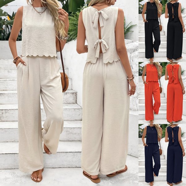 Women's Clothing Women's Fashion Sleeveless Vest Casual Trousers Suit-image