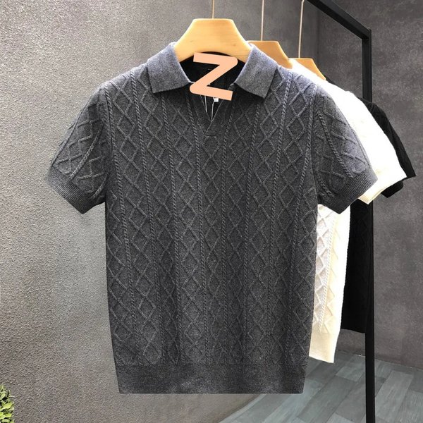 Men's Clothing Short Sleeved Polo Shirt For Men Summer Business High End Slim Fit Versatile Lapel Knitted T Shirt-image