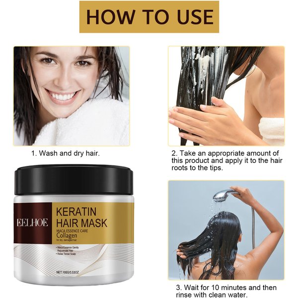 Moisturizing Repair Hair Mask Deeply Moisturizes Repairs Damaged Hair, Preventing Dryness, Branching, Knotting,-image