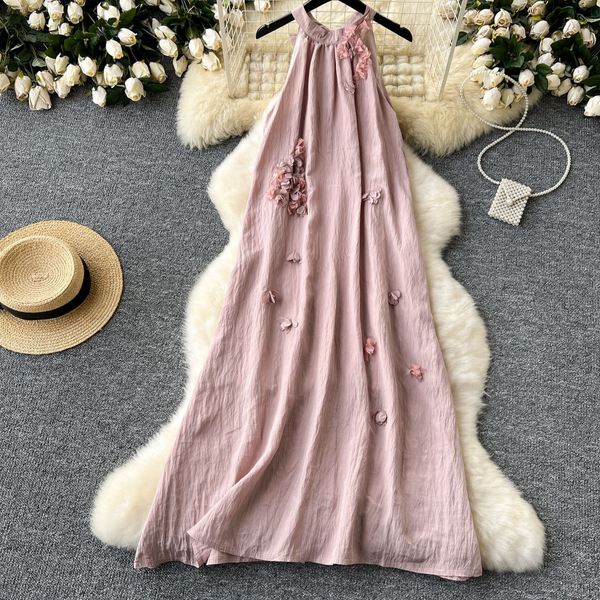 Women's Clothing Female Seaside Holiday Atmosphere Three Dimensional Flowers Unique Loose Slim A Line Skirt Long Skirt-image