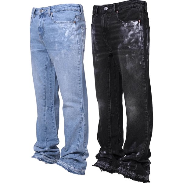 Men's Clothing New Men's Straight Jeans Fashion Ins Hot Elastic Embroidery Straight Jeans-image