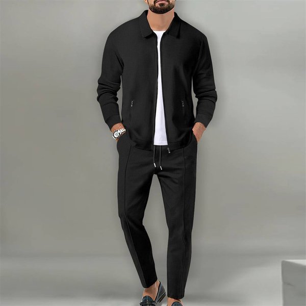 Autumn 2025 Fashion Tracksuits Men's Lapel Long Sleeve Zipper Sweatshirts + Lace-Up Sweatpants 2 Piece Casual Sport Sets