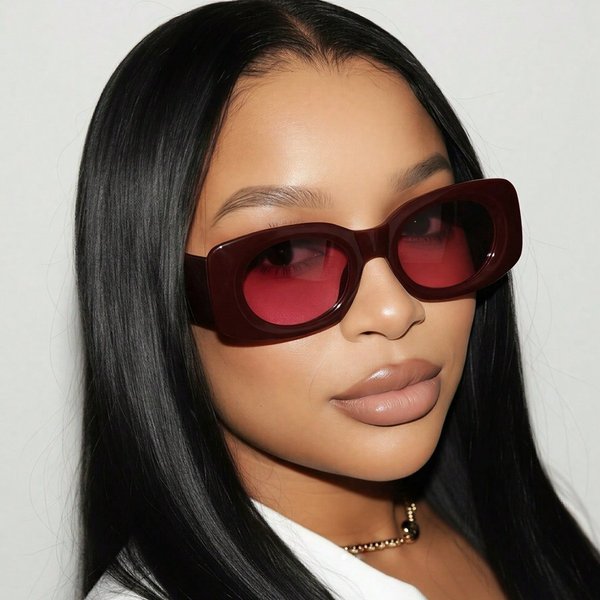 Fashion Retro High End Color Matching Sunglasses Trendy Square Frames UV Protection For Women Street Style Versatile For Men-image