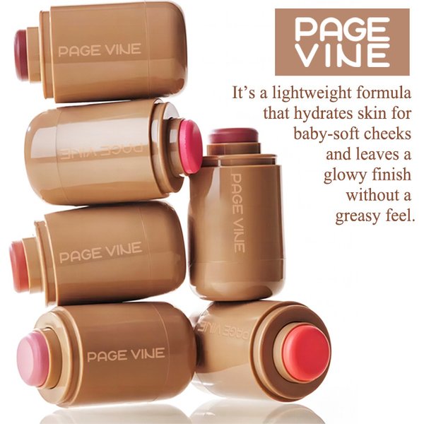 Beauty & Health PAGE VINE pocket blush stick six color lip and cheek water light stick highlight brightens natural water light skin