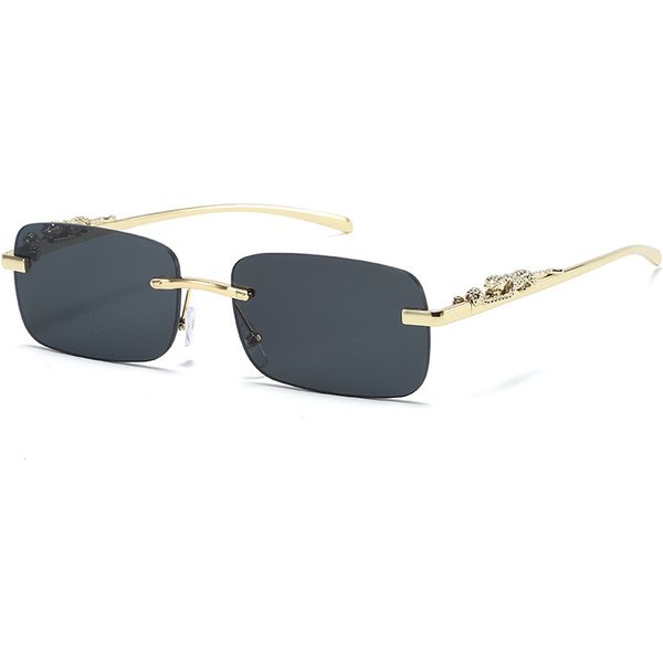 Cheetah Decorated Metal Sunglasses Retro Leopard Head Frameless Women's Personalized Cross Border Wholesale