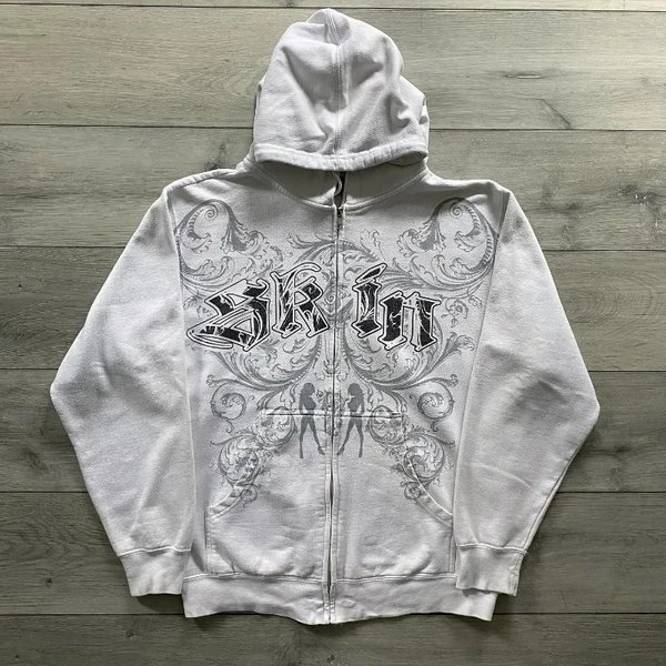Men's Clothing Men's Y2K Streetwear Hoodie With 3D Hip-Hop Print, Loose Fit Casual Pullover, Zip-Up Fashion Sweatshirt For Urban Style