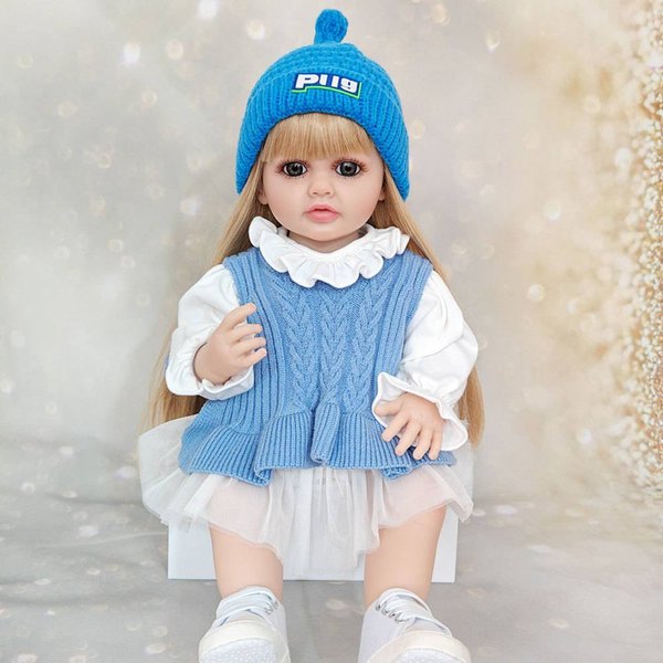 55Cm Soft Rubber Rebirth Doll Simulation Baby Toy Can Change Into A Bathing Companion For Children's Birthday Gift Doll-image