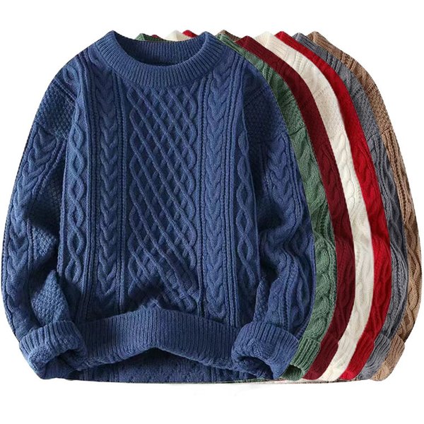Oversized Knit Sweater – Fleece-Lined Winter Thermal (S-2XL, Round/High Neck)