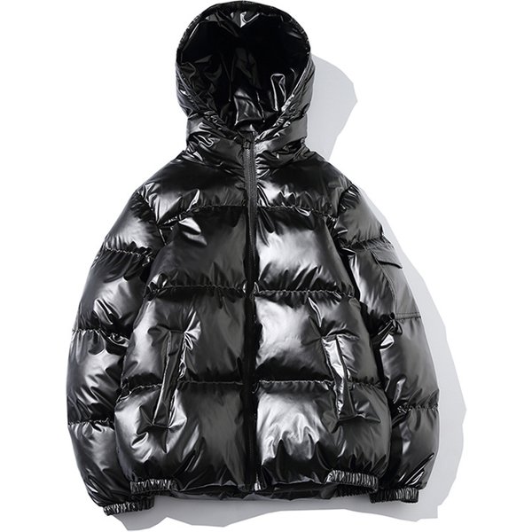 Men's Clothing Cotton padded Jacket for Men Teenagers Short Large Size Hooded Cotton padded Jacket Trendy Loose Shiny Cotton padded Jacket for Men