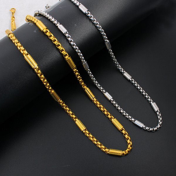 Stainless Square Pearl Clip European And American Men's Trendy Personality Hip Hop Accessories Women's Chain Titanium-image