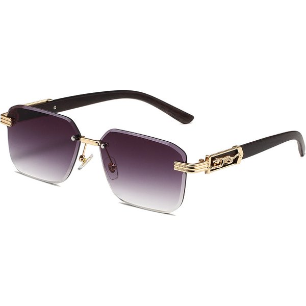 Lunettes De Soleil Sans Monture - Imprimé LéOpard Et DéCoration MéTallique (Tendances De Lunettes Tendance Et Polyvalentes)-image