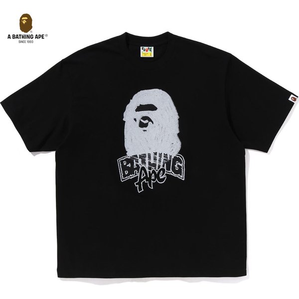 A Bathing Ape 2026 New Bape Men's Black And White Ape Head Logo Cotton Short Sleeved T-Shirt Top-image