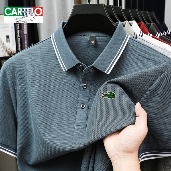 Cartelo Crocodile Men's Short Sleeve Polo Shirt, Summer Casual & Business Casual Top, Breathable For Daily Commute & Leisure-image