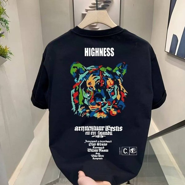 Men's Clothing Printed Cotton Boys' Short-Sleeved T-Shirt Summer New Round Neck T-Shirt Versatile Men's Top-image