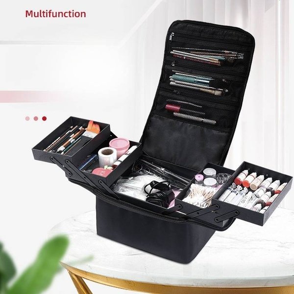 Makeup Organizers Large Capacity Multi Layer Professional Cosmetic Bag Portable Nail Art Embroidery Tool Box-image