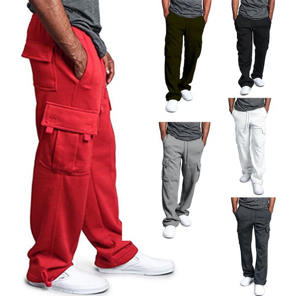 Men's Cargo Pants Streetwear High Fashion Retro Casual Jogger Pants With Multiple Pockets, Elastic Waistband, Loose Fit For Urban Style-image