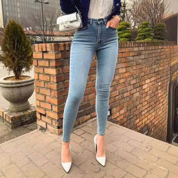 Women's Clothing High Waist Elastic Slim Fit Skinny Jeans For Women-image